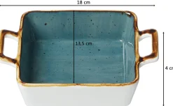 Auflaufform Romo | 18 x 13,5 x 4 cm | 400 ml | petrol | mit Henkel