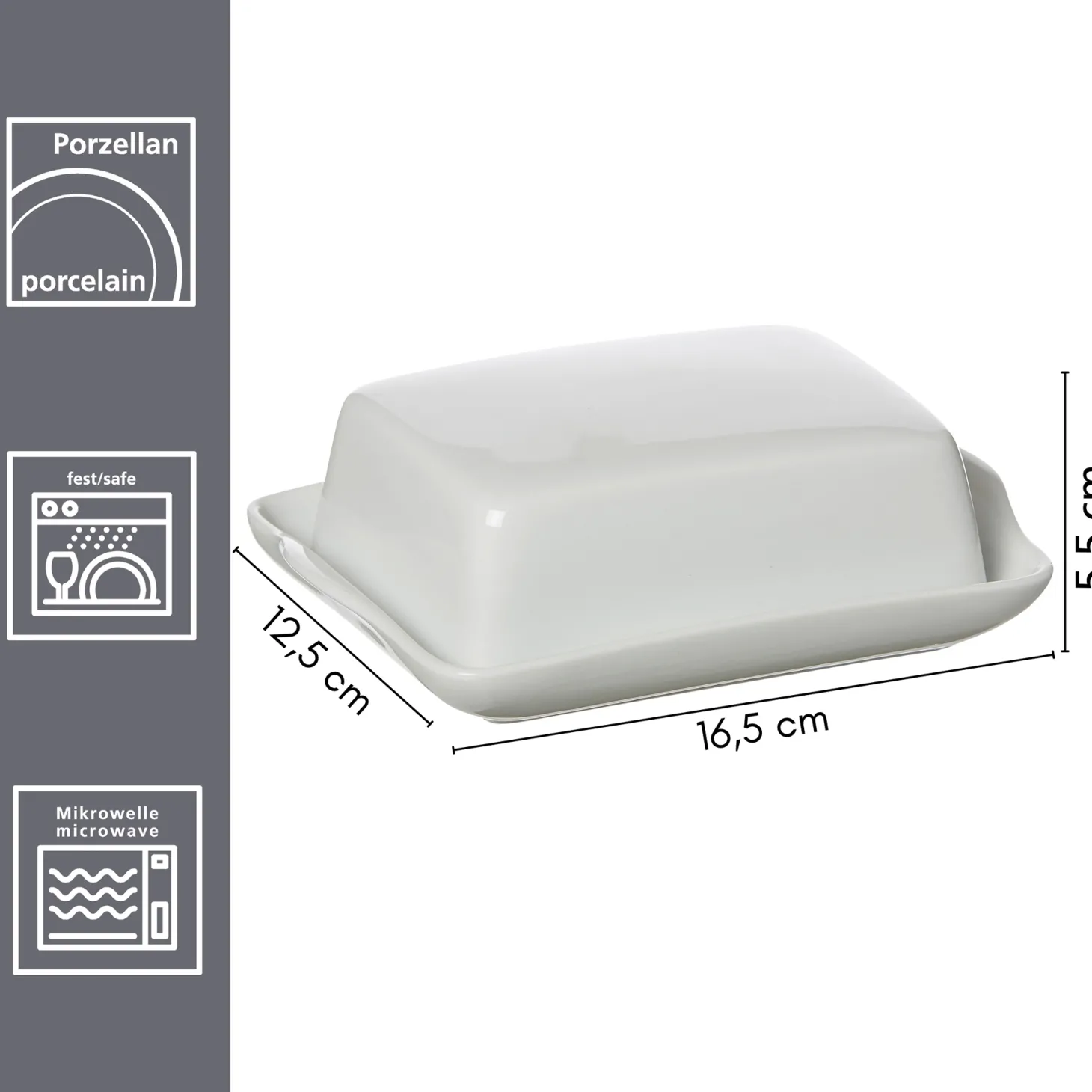 Butterdose Bianco | 16,5 x 12,5 x 5,5 cm | weiss