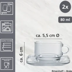 Espresso-Set Americano | 4-teilig | 80 ml | stapelbar | hitzebeständiges Glas