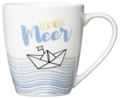 Kaffeebecher Ahoi Ich will Meer | 360 ml | weiss