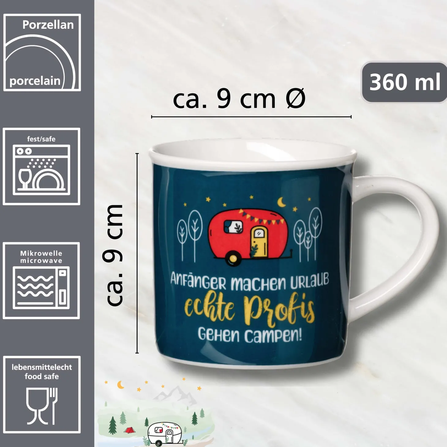 Kaffeebecher Camping Profis| 360 ml | blau