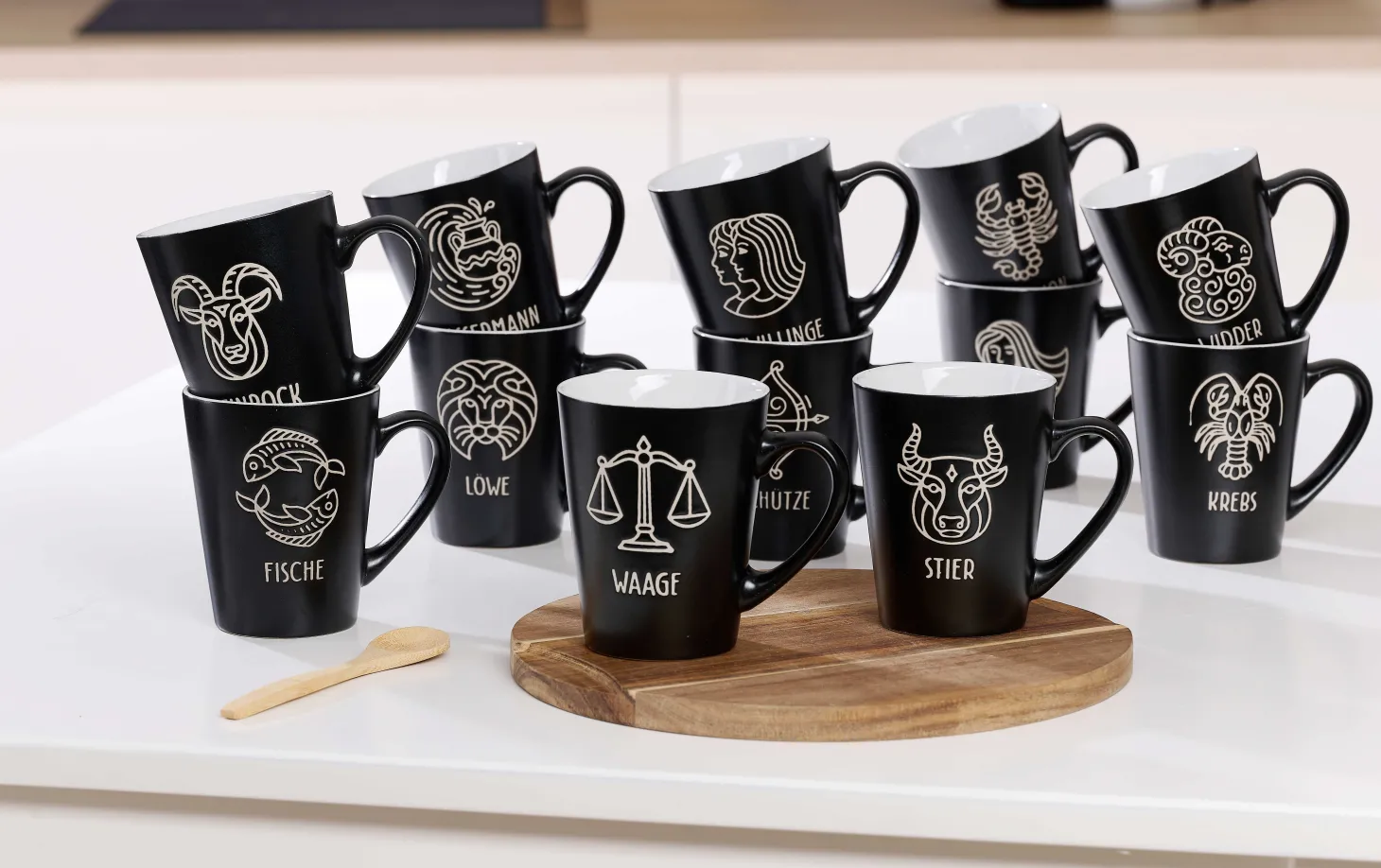 Kaffeebecher Cosmic Fische | 350 ml | schwarz