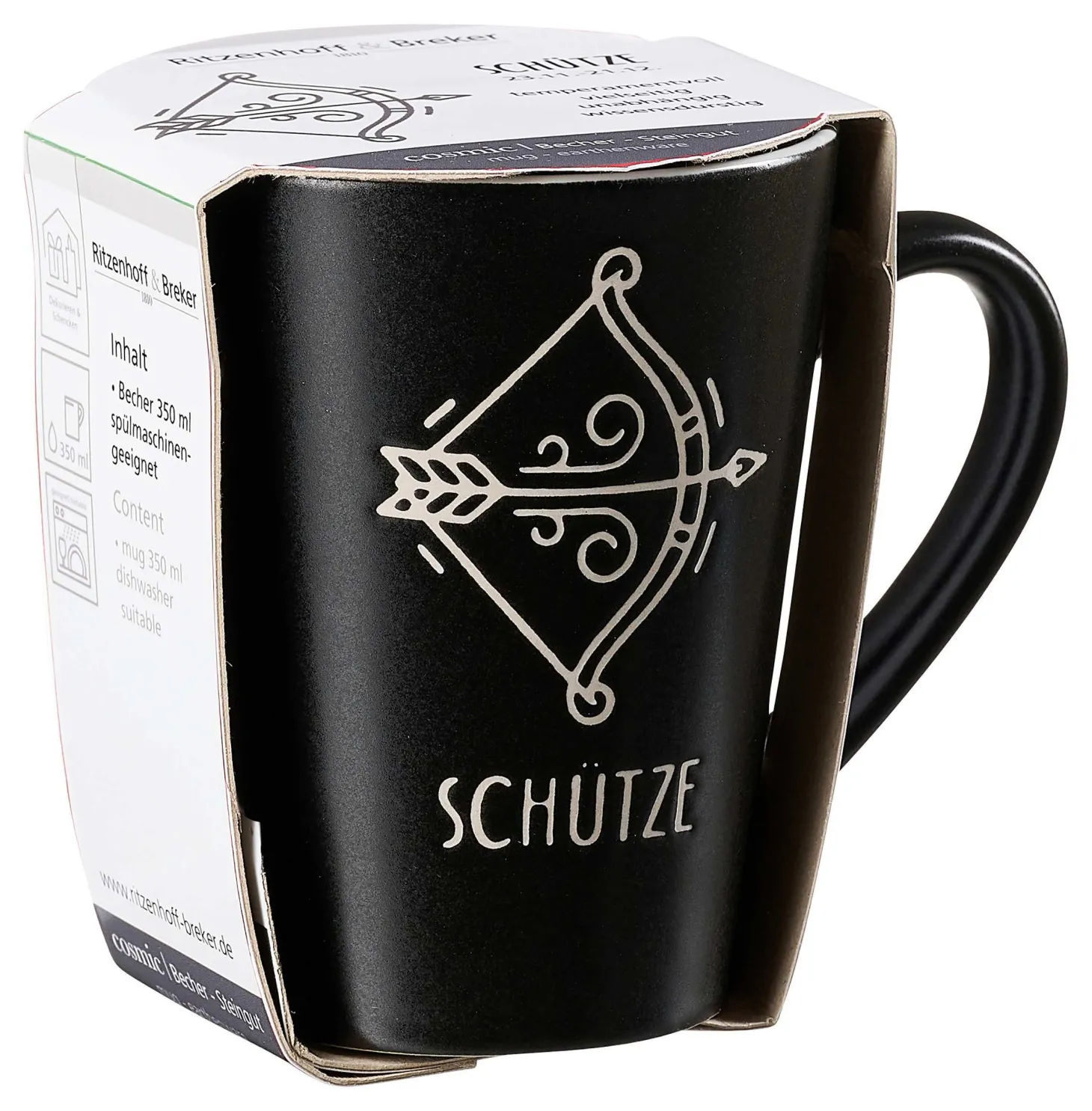 Kaffeebecher Cosmic Schütze | 350 ml | schwarz