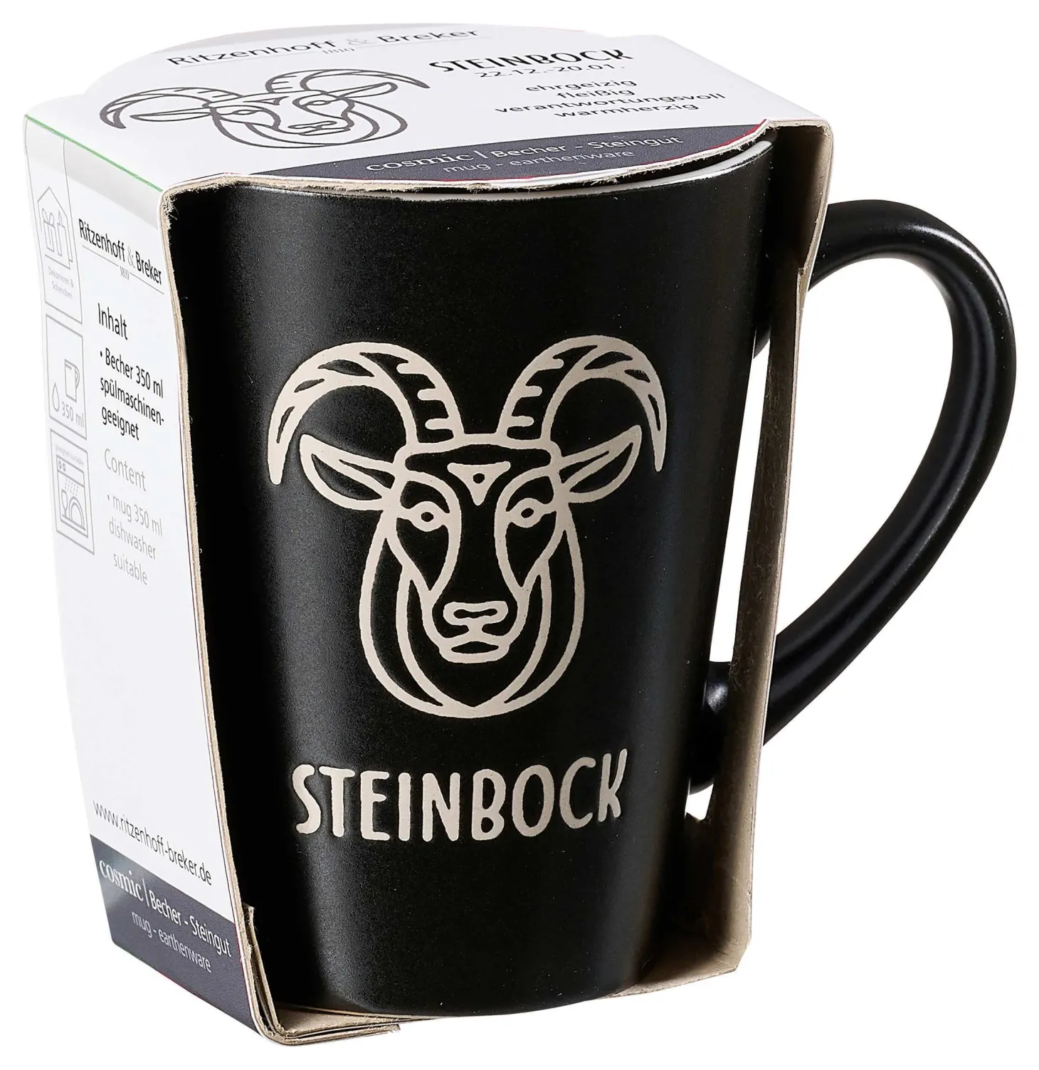 Kaffeebecher Cosmic Steinbock | 350 ml | schwarz