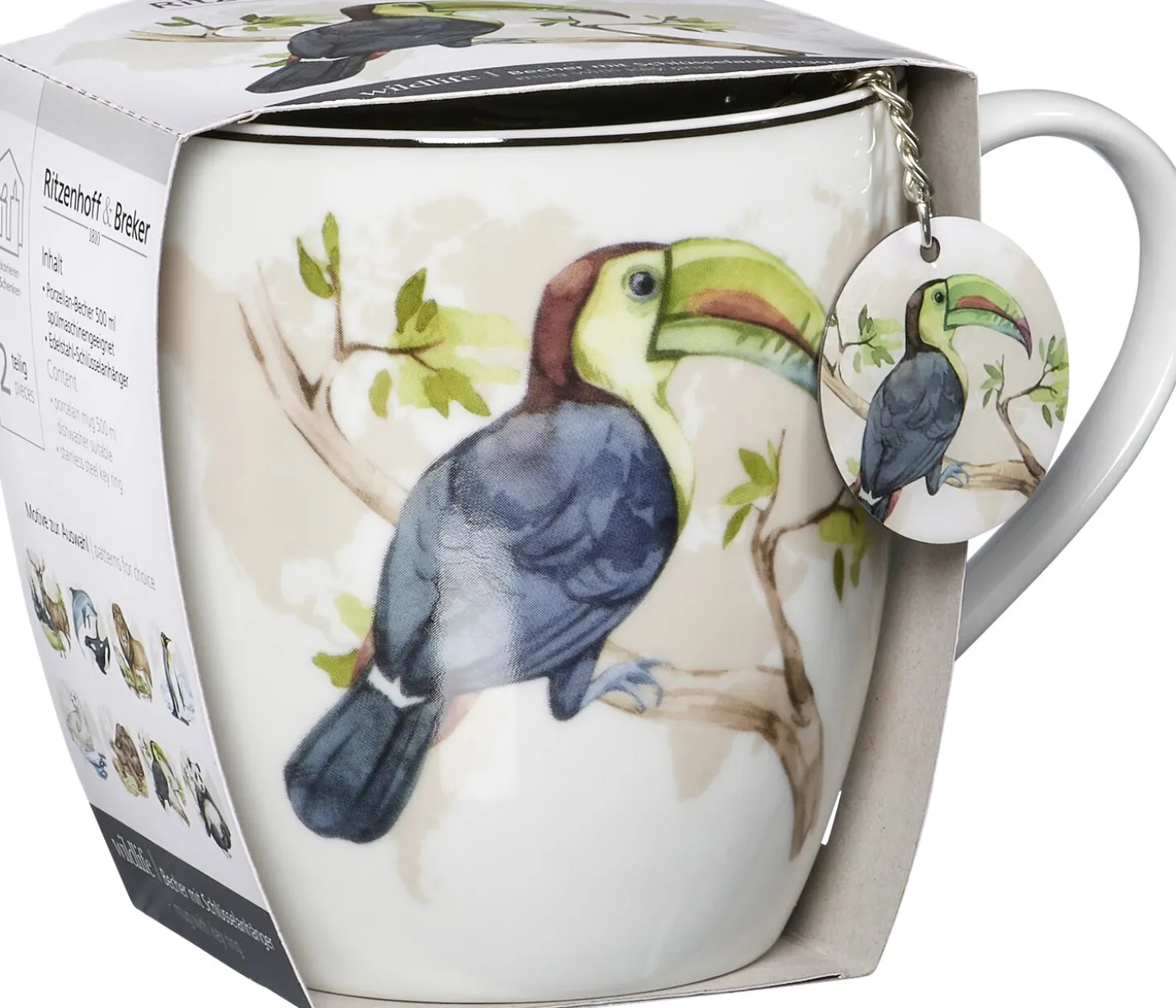 Kaffeebecher Wildlife Tukan | 500 ml | mit Schlüsselanhänger