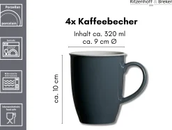 Kaffeebecher-Set Doppio | 4-teilig | 320 ml | anthrazit