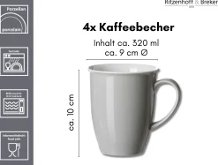 Kaffeebecher-Set Doppio | 4-teilig | 320 ml | grau