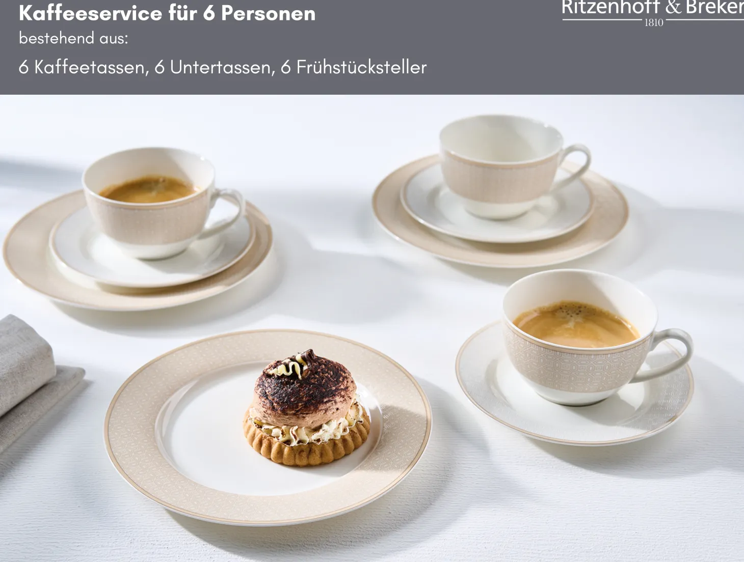 Kaffeeservice Geo | 18-teilig | beige