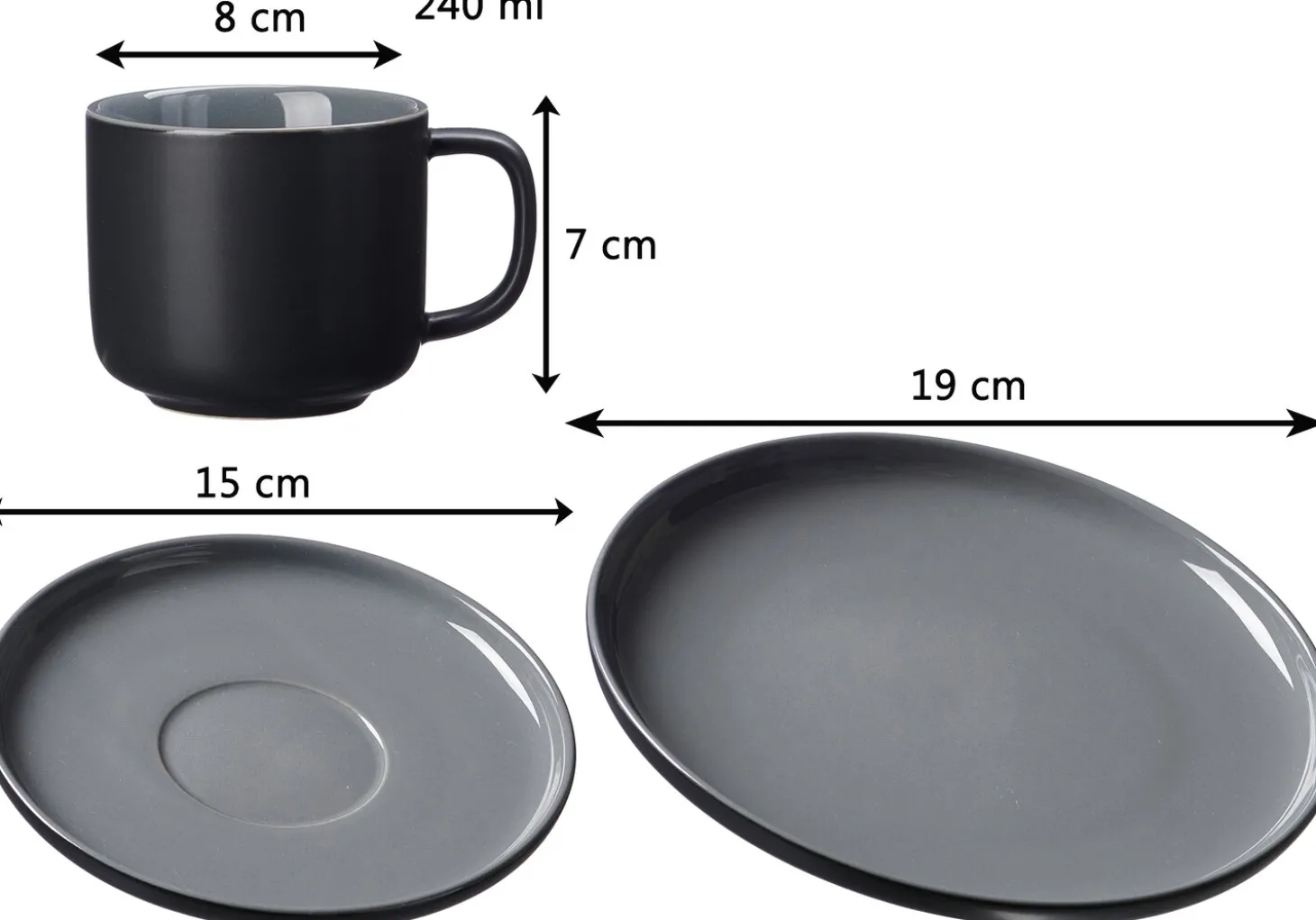 Kaffeeuntertasse Jasper | 15 cm | schwarz