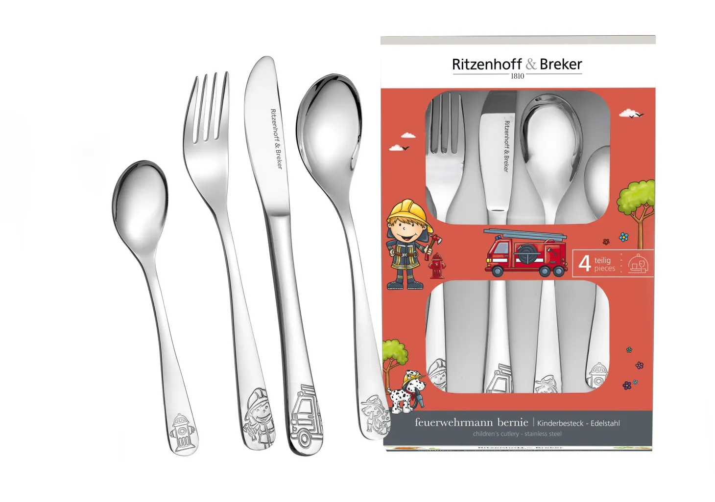 Kinderbesteck-Set Bernie | 4-teilig | silber