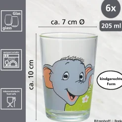 Kindergläser-Set Afrikatiere | 6-teilig | 205 ml