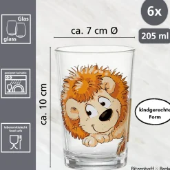 Kindergläser-Set Happy Zoo | 6-teilig | 205 ml