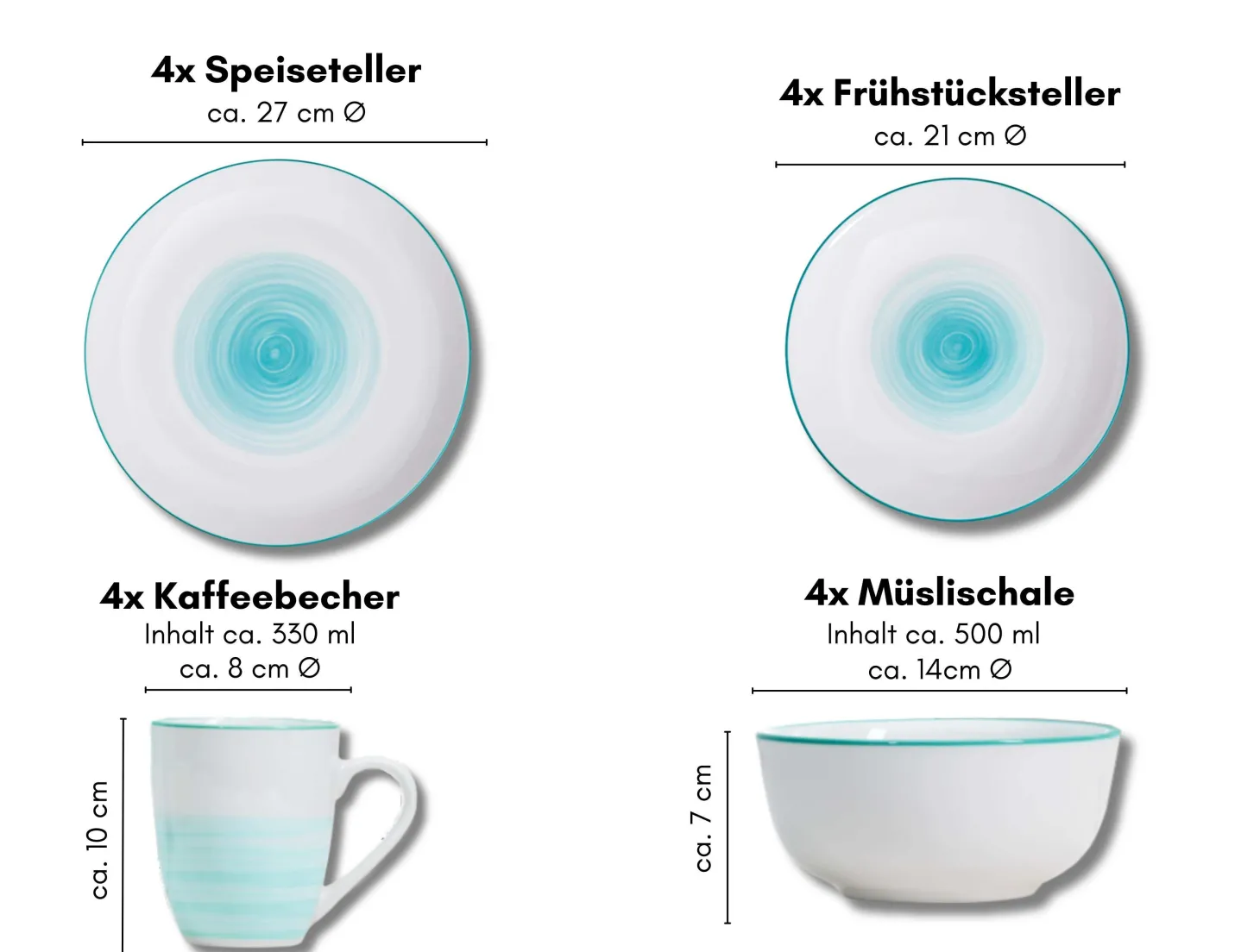 Kombiservice Luna | 16-teilig | türkis