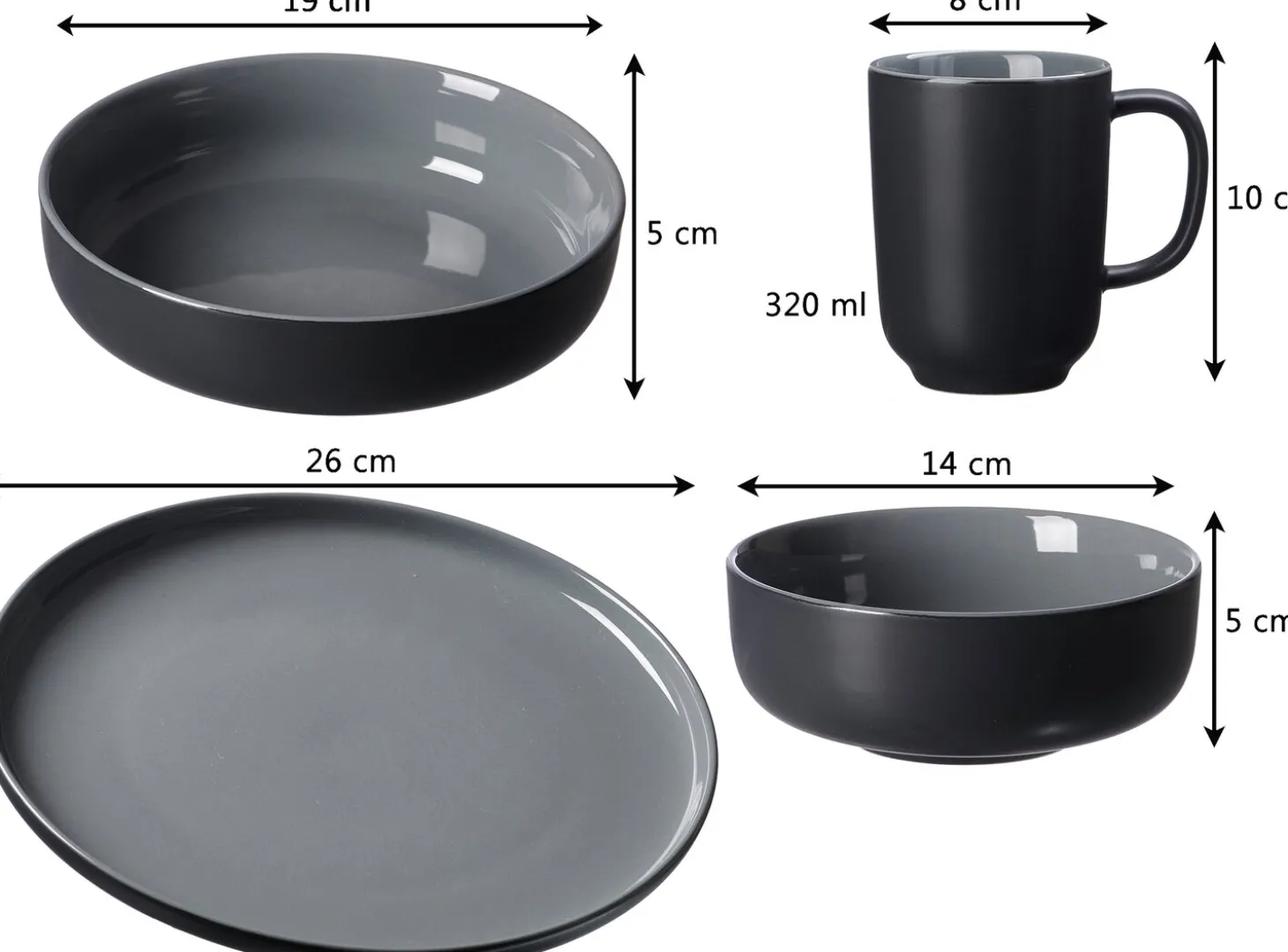 Speiseteller Jasper | 26 cm | schwarz