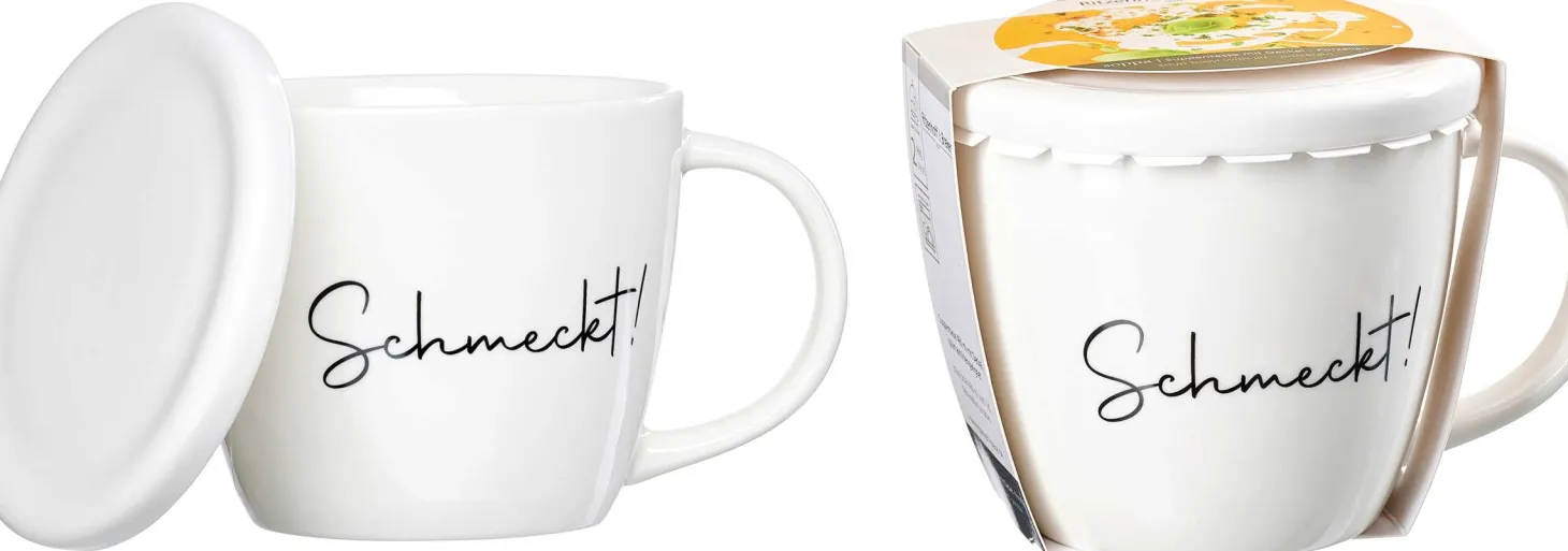 Suppentasse Soppa Schmeckt | 460 ml | weiss | mit Deckel