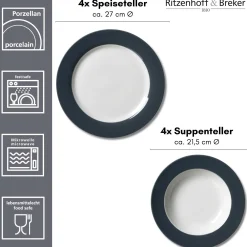 Tafelservice Doppio | 8-teilig | anthrazit