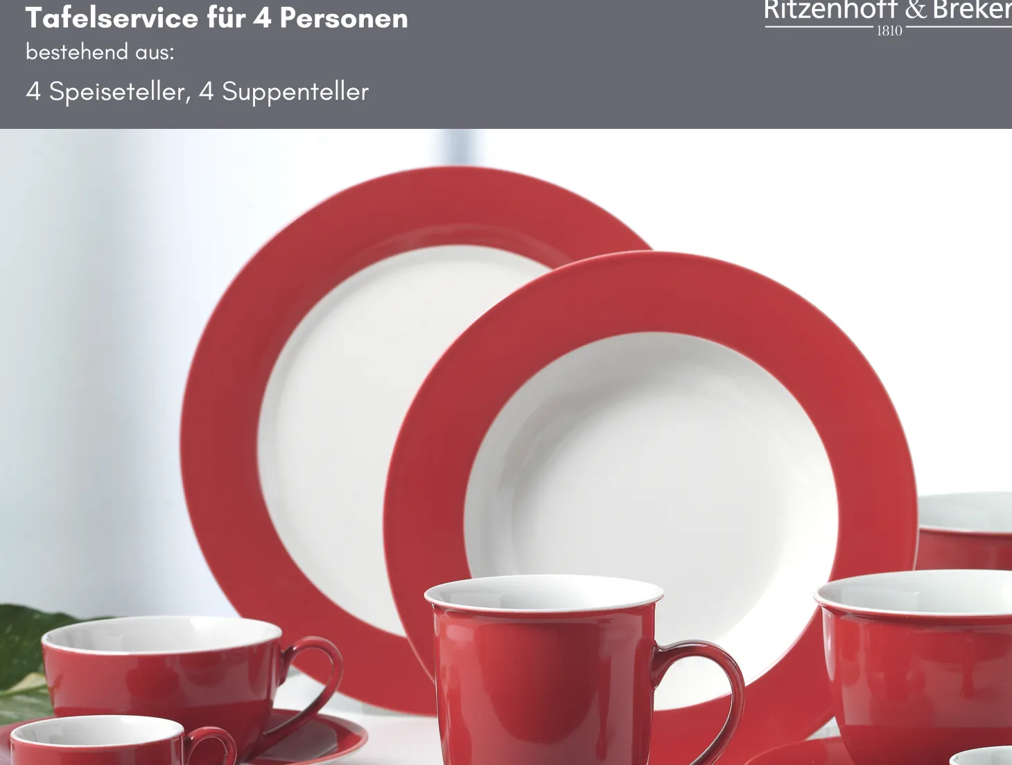 Tafelservice Doppio | 8-teilig | rot