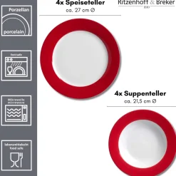 Tafelservice Doppio | 8-teilig | rot
