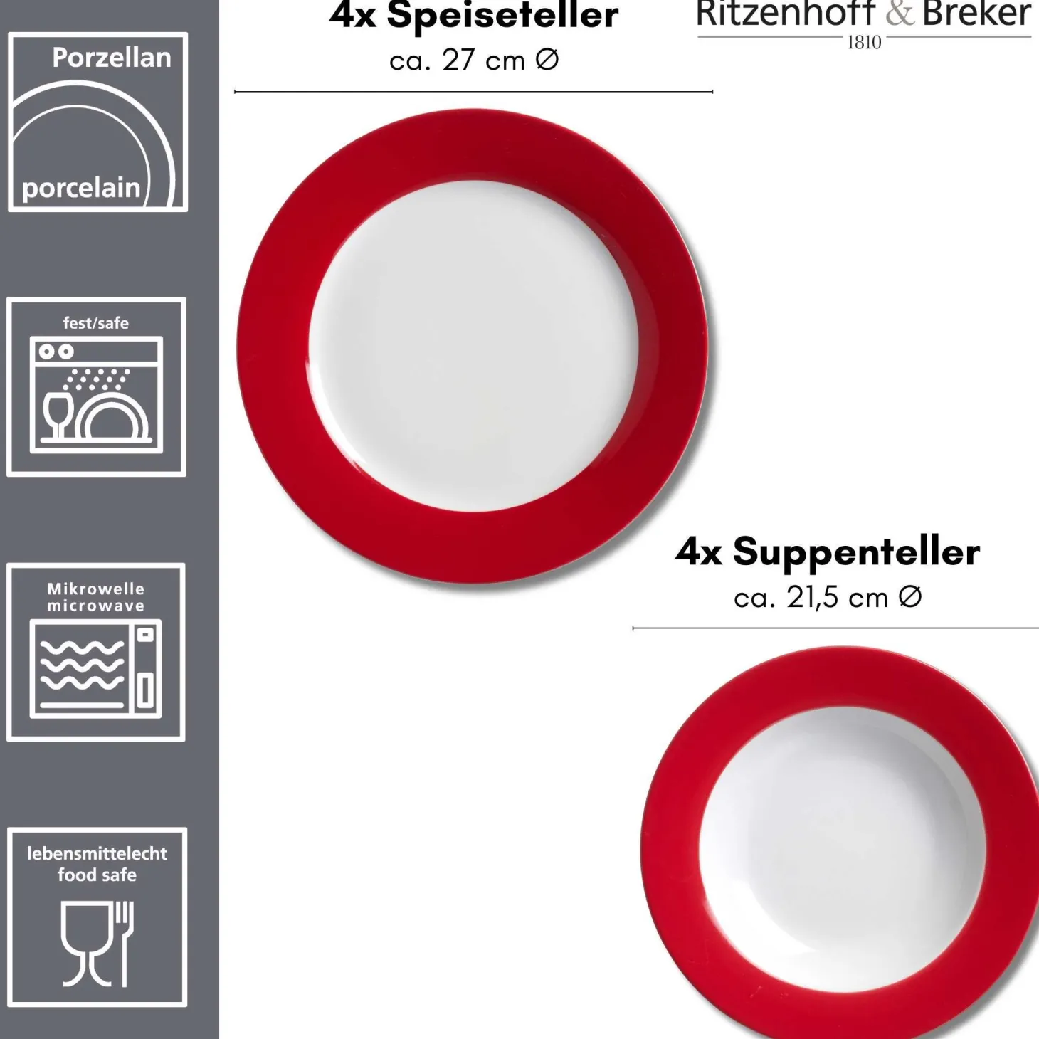 Tafelservice Doppio | 8-teilig | rot