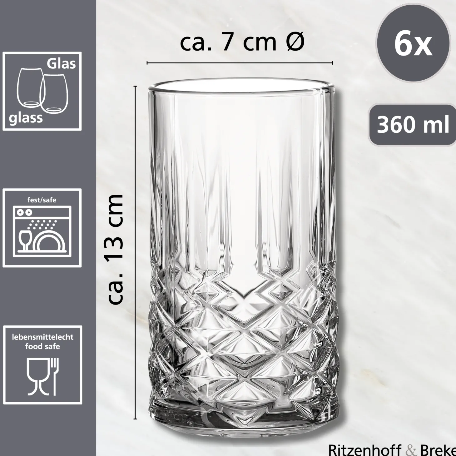 Trinkgläser-Set Capri | 6-teilig | 360 ml