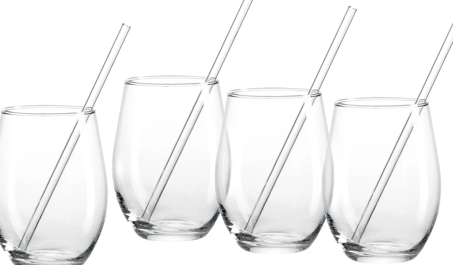 Trinkgläser-Set Gin | 8-teilig | 590 ml | mit Glastrinkhalmen