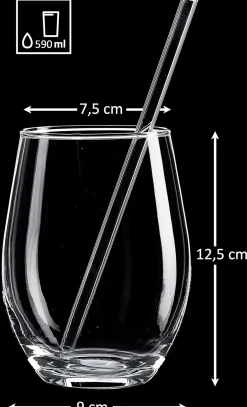 Trinkgläser-Set Gin | 8-teilig | 590 ml | mit Glastrinkhalmen
