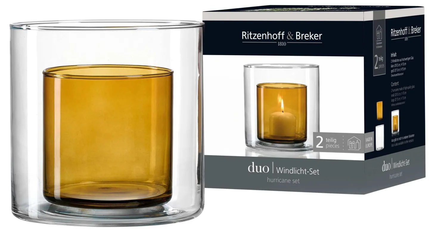 Windlicht-Set Duo | 2-teilig | braun